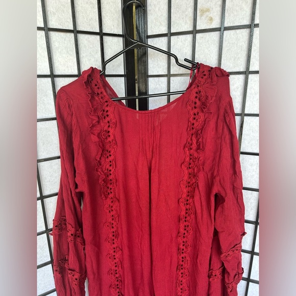 Free People Snow Angel mini boho maroon oversized shapeless dress Elegant SZ/L - Picture 7 of 13